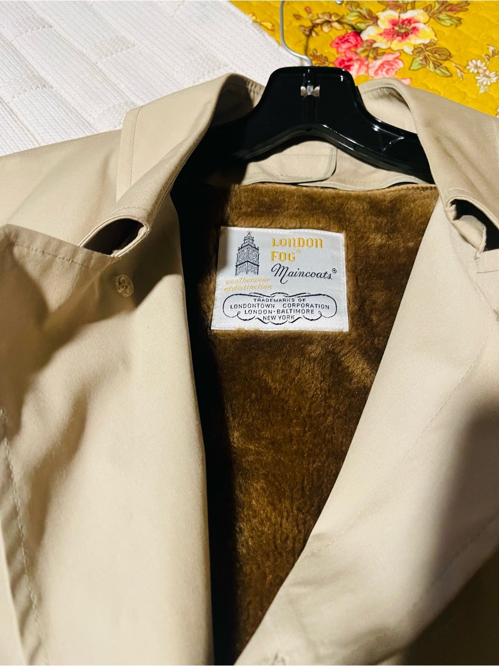 London Fog Beige Coat with Brown Faux Fur Lining